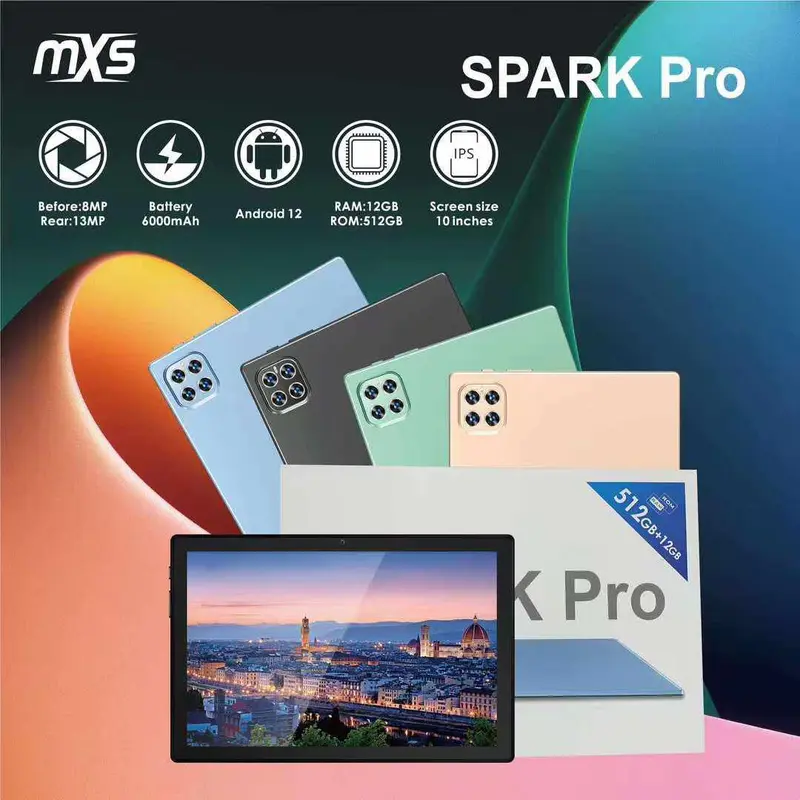 MXS SPARK Pro 10.1" Android 13 Tablet – 12GB RAM + 512GB ROM, Dual SIM 4G LTE, WiFi, 6000mAh Battery