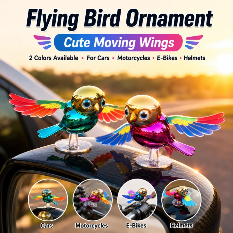 Flying Bird Decorative Accessory for Motorcycles and Cars — Creative Wind-Powered, Plug-Free, Realistic Rearview Mirror Ornament